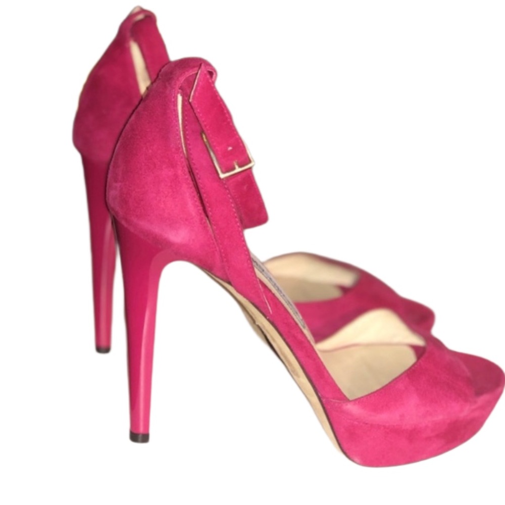 Jimmy choo, kayden sue raspberry strap platform open toe